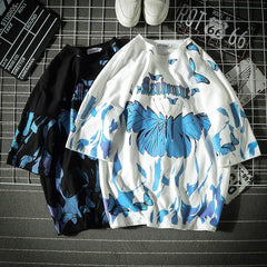 HEARUJOY - Hip Hop Butterfly T Shirt Men Oversized T Shirt Print Men Women Graffiti T Shirt Short Sleeve Fashion Streetwear Plus Size Top