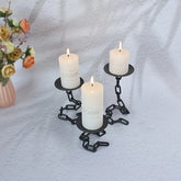 YICKYUE - 3pcs Iron Chain Candle Holders Sets Rustic Farmhouse Round Candle Holders with Iron Link Tabletop Candle Holders for Home Decor