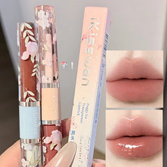 YICKYUE - 6 Color Velvet Lip Gloss Glossy & Matte Dual-End Texture Smooth Non-Sticky Lip Tint Nude Makeup for Women Lasting Lipgloss Stain
