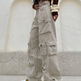 Hearujoy Vintage heavy industry functional wind multi-pocket cargo pants womens hiphop casual high waist pants streetwear women y2k pants