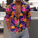 HEARUJOY - Comfort Roll-Up Sleeves Men'S Slim Fit Shirt Men Long Sleeve Winter Casual Printed Shirts Fashion Top Blouse Shirts For Man 셔츠