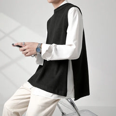 Hearujoy Slim Fit Sweater Vest Men Warm Fashion Casual Knitted Pullover Men Korean Loose Sleeveless Sweater Mens Jumper Clothes M-3XL