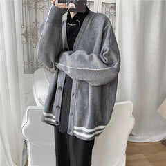 HEARUJOY - Thin jacket men's casual long-sleeved loose knitted cardigan