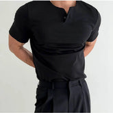 HEARUJOY - Men's Solid Color Sports Short-Sleeved T-Shirt American Retro Fashion Trend Loose Casual Breathable Niche Summer New Men's Tops