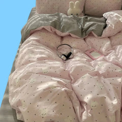 YICKYUE - Cartoon Anime Bed Four Piece Set Lanyard Miffy Girly Heart Pure Cotton Skin-friendly Quilt Cover Bed Sheets Dormitory Student