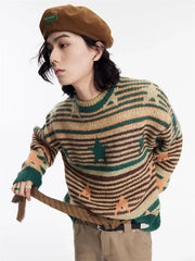 Hearujoy Y2K Star Sweater Men Harajuku Striped Knitted Pullovers Jumpers Male Tops Oversize Purple Winter Streetwear Hip Hop