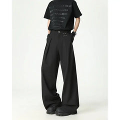 HEARUJOY - Grey Suit Pants Men Fashion Society Mens Black Dress Pants Korean Loose Casual Straight Pants Mens Office Formal Trousers M-3XL