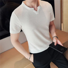 HEARUJOY - Men's Waffle Knit T-Shirt Short Sleeve - Premium Breathable Ice Silk Slim Fit Tee, Lightweight Casual Top, Coffee