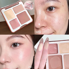YICKYUE - 4 Color Face Contour Shadow Bronzer Palette 3D Facial Highlight Makeup Matte Brighten Contouring Blusher Cream Texture Concealer