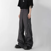 Hearujoy Design Zipper Slit Men Trousers Techwear Straight Tube Casual Black Pants Wide Leg Darkwear Male Streetwear Hip Hop