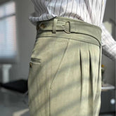 HEARUJOY - British Style Naples Pant For Men Vintage Gurkha High Waist Straight Suit Trousers Spring Autumn Fashion Business Casual Pants