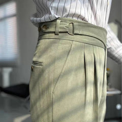 HEARUJOY - British Style Naples Pant For Men Vintage Gurkha High Waist Straight Suit Trousers Spring Autumn Fashion Business Casual Pants