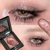 YICKYUE - Gold Brown Cream Glitter Eyeshadow Palette Highlighter Shimmer Makeup Brighten Sparkling Shiny Punk Smoky Monochrome Eye Shadow