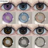YICKYUE - 2PCS Myopia Beauty Colored Contact Lenses Purple Halloween Makeup Lens Fashion Pupils Big Eye Lenses Natural Blue Lense