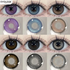 YICKYUE - 2PCS Myopia Beauty Colored Contact Lenses Purple Halloween Makeup Lens Fashion Pupils Big Eye Lenses Natural Blue Lense