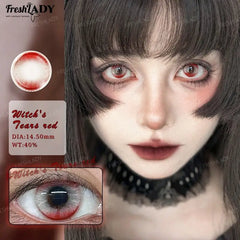 YICKYUE - 1 Pair Cosplay Color Contact Lenses Crazy Red Anime Contact Lenses For Halloween Role Play Party Cosmetic Holidays