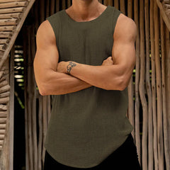 Hearujoy Mens Casual Thin Knitted Hollow Vest Genderless 2024 New Personalized Versatile Vacation Comfortable Solid Color Tank Top Unisex