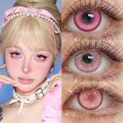 YICKYUE - Paradise Pink Colored Contact Lenses Half Yearly Use Soft Breathable Eye Beauty Lens for Anime Cosplay Makeup Contacts