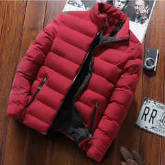 HEARUJOY - Thickened Cotton Coat Men's Stand-up Collar Zipper Cardigan Coat Outdoor Jacket Casual Warm
