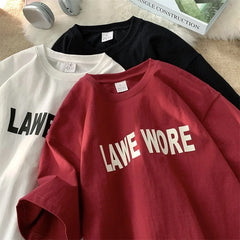 HEARUJOY - T Shirt Oversized Cotton For Men White Men's Letter Print T-shirts Male 5XL Casual Wear Summer Tee Shirts Unisex Big Size