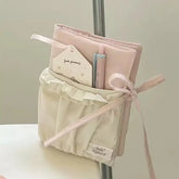 YICKYUE - Cute Pink White Cotton Fabric A6 Journal Notebook Diary Cover Ring Planners Organizer Girl Gifts Handmade