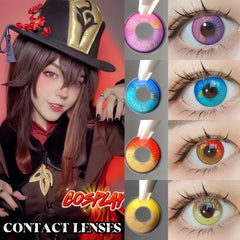 YICKYUE - Red& Blue Myopia Colored Contact Lenses 6 Months Disposable Anime Cosplay Contacts For Coser Daily Beauty & Makeup