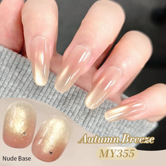 YICKYUE - 10ml Gold Glitter Cat Magnetic Gel Nail Polish Jelly Pink Color Semi Permanent Soak Off UV LED Varnish