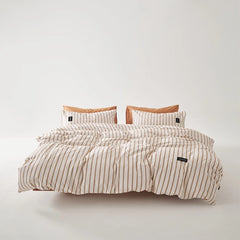 YICKYUE - Black and White Striped Minimalist Style 100% Cotton Duvet Cover Bed Sheet Pillowcase Striped Geometric Twin Queen Home Bedding