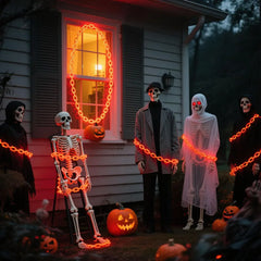 YICKYUE - 2/3M Halloween Plastic Chain Lights Props Chains with 8 Lighting Modes String Lights for Skeleton Dog Spooky Outdoor Decorations