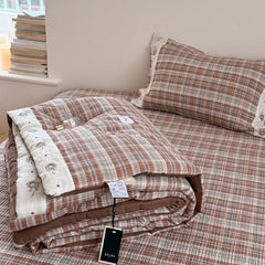 YICKYUE - Applique Decor Soft Cotton 3pcs Bedspread Set with Lace Trim, Breathable Quilt Coverlet, 1-Piece Summer Blanket Thin Comforter