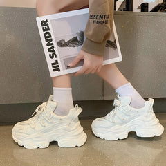 Hearujoy New Chunky Women's Sneakers Internal Increase Leather Casual White Ladies Shoes Trainer Platform Sneaker Womens Zapatillas Mujer