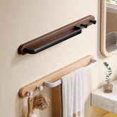 YICKYUE - Solid Wood Wall Mounted Bath Towel Rack With Hooks Aluminum Towel Pole Hotel Towel Rack Storage Rack Bathroom decoration rack