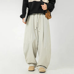 HEARUJOY - Pleated Design Men Casual Trousers Solid Color Drawstring Summer Korean Style Elastic Waist Straight Leg Male Pants 9W3495