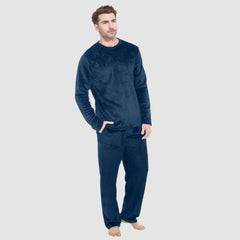 HEARUJOY - Mens Four Seasons Fashion Leisure Soft Home Solid Color Shirt Pants Pajama Set Home Service Two Piece Set Long Pants For Men 5xl