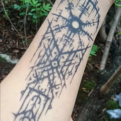 YICKYUE - Herbal Viking Rune Tatoo Sticker Punk Totem Fake Tattoo for Woman Man Temporary Tattoo Art Faux Tattoos Waterproof Tatuajes