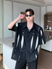 Hearujoy Summer Fashion Korean Short Sleeve Men Shirt Loose Casual Shoulder Pad Shirt Turn-down Collar Pocket Simple Shirts