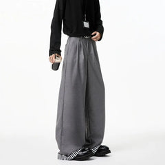 HEARUJOY - Grey Suit Pants Men Oversized Society Mens Black Dress Pants Korean Casual Loose Wide Leg Pants Mens Office Formal Trousers