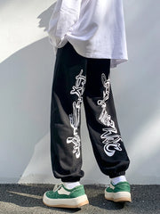 Hearujoy Hip Hop Gothic Black Jogging Sweatpants Men Oversize Y2K Grunge Kpop Baggy Trousers Harajuku Graphic Sports Pants Male