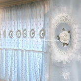 YICKYUE - Korean Pink Blue Background Curtain White Three-dimensional Embroidered Dreamy Princess Lace Wedding Room Customization