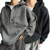 YICKYUE - Vintage Eur Size Polo Sweater Mens Knit Hoodie Autumn And Winter Long Sleeved Hooded Knitwear Streetwear Knitted Coat Clothing
