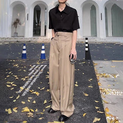 HEARUJOY - Mens Trousers Reverse Design Front Pocket Wide Leg Pants Autumn Fashion Couple Versatile Simple Daily Casual Pants Unisex