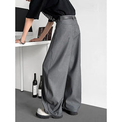HEARUJOY - Grey Black Suit Pants Men Oversized Society Mens Dress Pants Korean Casual Wide Leg Pants Mens Office Formal Trousers M-3XL