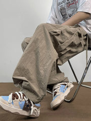 YICKYUE - American Workwear Pants Men Summer New Thin Trendy Loose Straight Casual