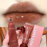 YICKYUE - Chocolate Brown Plumping Lip Gloss Watery Crystal Jelly Lip Gloss Moisturizing Glass Lip Tint Soft Tube Makeup Applicator Beauty