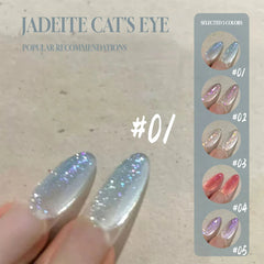 YICKYUE - New Ice Clear Glittering Magnet Cat Eye Nail Glue Crystal Stone Glass Bead Cat Eye Gel Nail Polish Christmas Nails