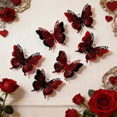 YICKYUE - 12/24pcs 3D Double-Layer Butterfly Wall Stickers Self-Adhesive Disposable Wall Decals for Living Rooms Bedrooms for Mural Decor