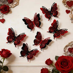 YICKYUE - 12/24pcs 3D Double-Layer Butterfly Wall Stickers Self-Adhesive Disposable Wall Decals for Living Rooms Bedrooms for Mural Decor