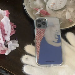YICKYUE - Klein Blue Polka Dot Cute Cat Kawaii Animal Drop Glue Phone Case For iPhone 17 16 15 14 13 12 11 Pro MAX Plus 17air 16e Cover