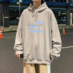 HEARUJOY - Funny Men's Oversized Hoodie Off White Hoodies with Hat Oversize for Men Cloud Print 5XL Man Casual Wear Hoody Male Sweatshirt