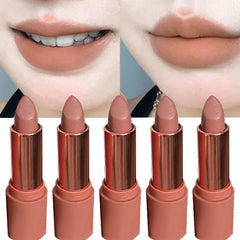 YICKYUE - Tea Brown Velvet Lip Gloss Lipstick Waterproof Long Lasting Sexy Red Brown Color Lip Gloss Smooth Everyday Lipstick Makeup Gifts